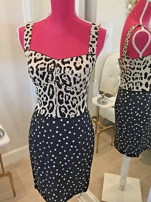 Dolce & Gabbana Leopard And Star Bustier Dress Size 42 Gorgeous Rare   • $188