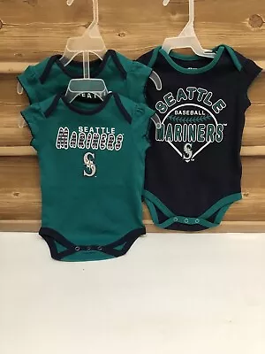 3~Seattle Mariners MLB Genuine Infant 3-6 M Blue & Green Bodysuit New • $12.98