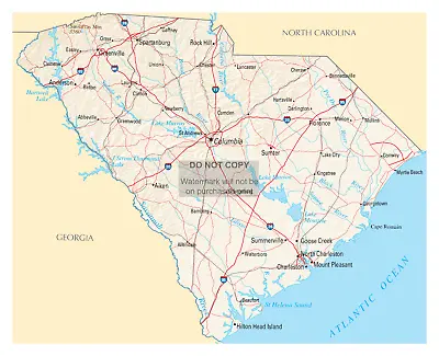 South Carolina State Road Map 8x10 Glossy Photo Reprint • $8.49