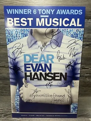 $132 • Buy Dear Evan Hansen, Jordan Fisher Signed Re-opening, Broadway Window Card/poster