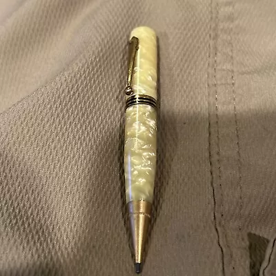 Vintage Mini Mechanical Pencil Cream Yellow Marble Look 3.25” • $10