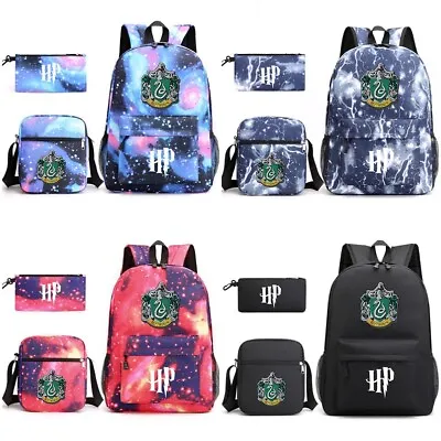 3pcs Set Slytherin Hogwarts School Bag Kids Backpack Shoulder Bag Pencil Case • $42.69