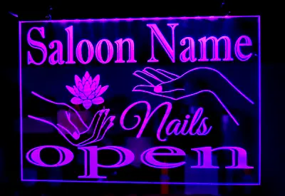 Nail Bar Salon Led Light Up Sign Personalised Parlour Shop Window Home Business • £27.99