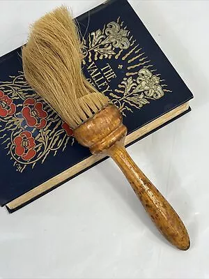 Vintage Barber's Brush Neck Duster Brush Long Wood Handle Horse Hair 1940s 1950s • $19.99