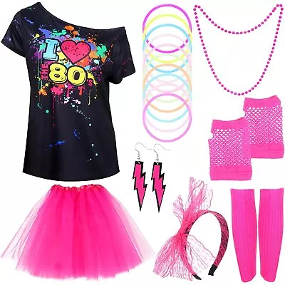 7PCS 80s Fancy Dress Accessories Retro Women Party Costume Set Adult Tutu Skirt • $20.30