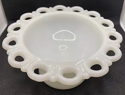 Vintage Original ~ Milk Glass ~ Open Lace Compote Footed Bowl 3.25  Tall • $14.95