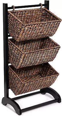 3-Tier Abaca Storage Organizer Shelf - Espresso - Extremely Durable Abaca Fiber  • $263.99