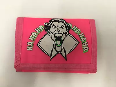 Vintage The Joker Of Batman  Ha Ha Ha  Trifold Hook And Loop Pink Nylon Wallet • £29.14