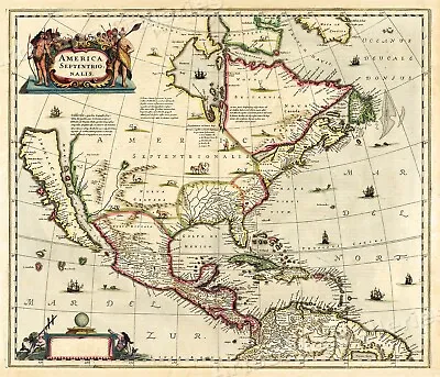 North America 1636 Vintage Style Decorative Early Exploration Map - 24x28 • $22.95