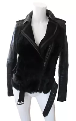 Muubaa Leather Jacket Sz 2 Toscana Shearling Sheepskin Zip Biker W/ Gilet Aurora • $113.72