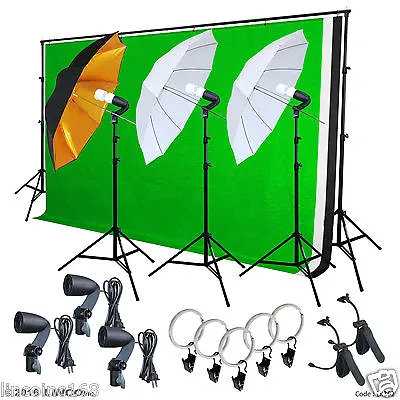 Photo Video Studio Lighting Photography 3 Backdrops Stand Muslin Photo Light Kit • $139.99