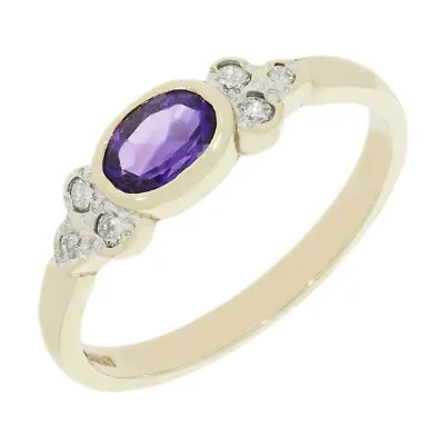 Amethyst And Diamond Dress Ring 9ct Yellow Gold CH1194 RRP £195.00 • £97