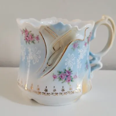 Vintage Mustache Cup Shaving Mug BRANDENBURG Porcelain Pink Roses Flowers Unique • $4.99