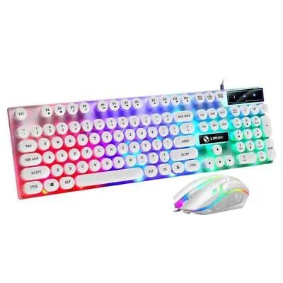 $28.99 • Buy NEW RGB Keyboard Punk Keycap Gaming Keyboard And Mouse Set For PC Backlit LED