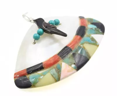 Vintage Zuni Fetish Shell Inlaid Mosaic Pendant • $89