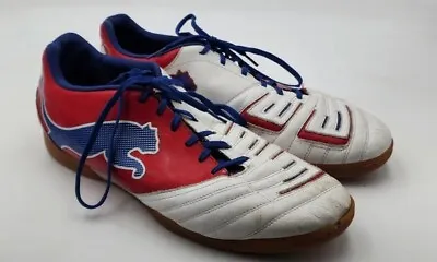 PUMA PowerCat 3.12 Red White Blue Indoor Soccer Shoes Sneakers Men’s Size 13 US • $44.54