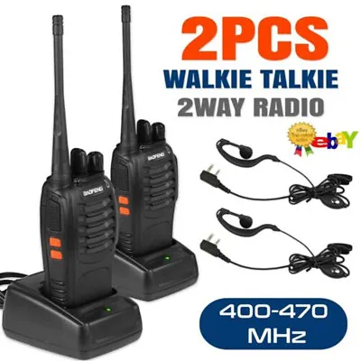 2 X Baofeng Walkie Talkies Long Range Two Way Radio UHF 16CH With Headsets • £20.39