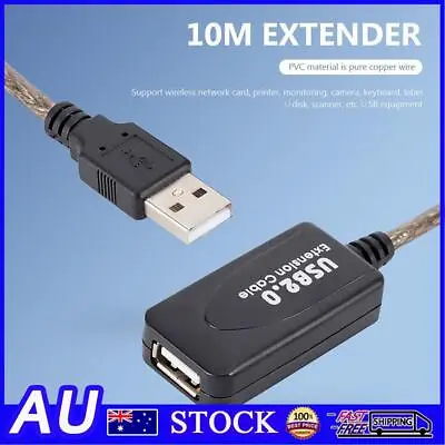 $15.26 • Buy 10m Active USB 2.0 Extension Repeater Cable A Male To A Female Extender Cord