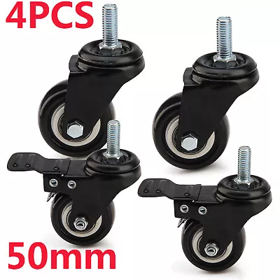 £8.39 • Buy 4 X Heavy Duty 50mm Rubber Swivel Castor Wheels Trolley Furniture Caster Brake