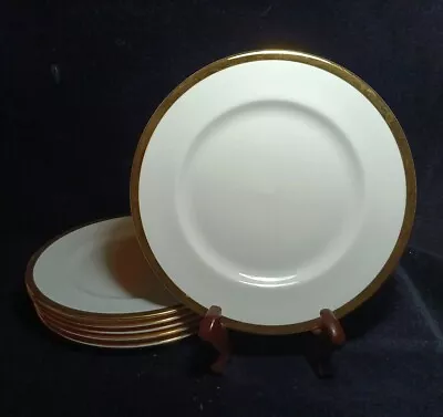 ROYAL VICTORIA Fine Bone China White W/ Gold Trim Salad Plates 8 1/4  Set Of 6 • $27.89