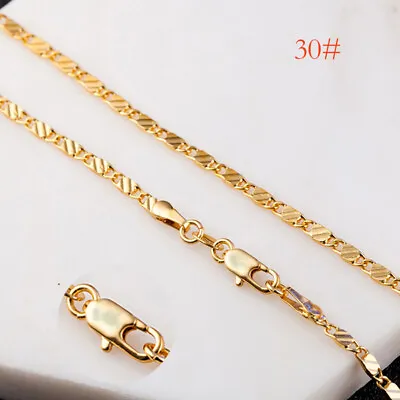 £3.54 • Buy 16 -30  Mens Womens Gold Plated 2mm Cuban Curb Link Chain Necklace Jewelry