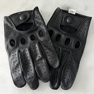 Riparo Men's Reverse Stitched Leather Driving Motorcycle Gloves - Black • $24.99