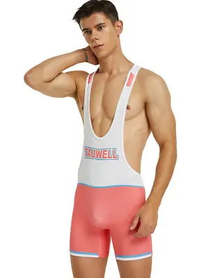 £22.95 • Buy Mens Small Pink & White Panel Sexy Lycra Cycle Wrestling Singlet Bodysuit Gay UK