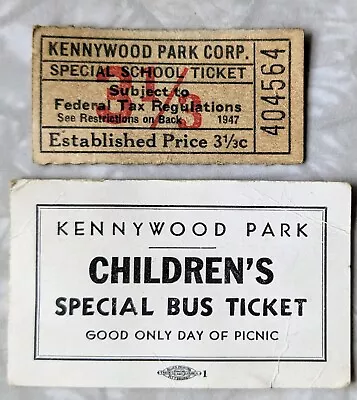 $30 • Buy 1947 Kennywood Park Pittsburgh PA Vintage Amusement School Bus Tickets 3.5 Cent