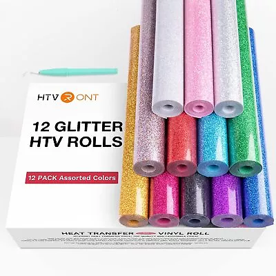 12 Rolls 10 X5FT Glitter Bundles Heat Transfer Vinyl Iron On For T Shirt • $58.19