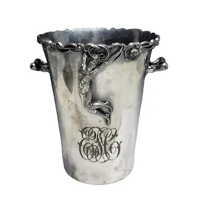 Antique Art Nouveau Figural Nude Women Meriden Silverplate Co Champagne Bucket • $299.99