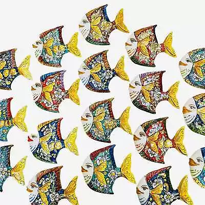 Fish IN Ceramic Of Caltagirone Decorated By Hand - Size Large CM 18X17 - A S • $28.98