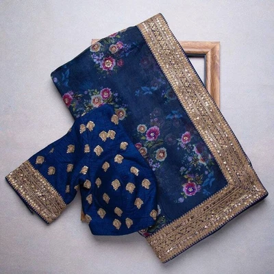 $86.89 • Buy Indian Women Ethnic Wear Embroidery Sari Traditional Wedding Fancy Saree Blouse