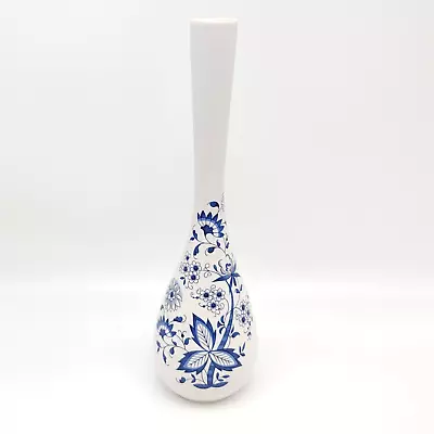 Vtg MCM Royal Haeger USA Tall White Vase With Blue Flowers-FLAW-Chip On Top • $19.95