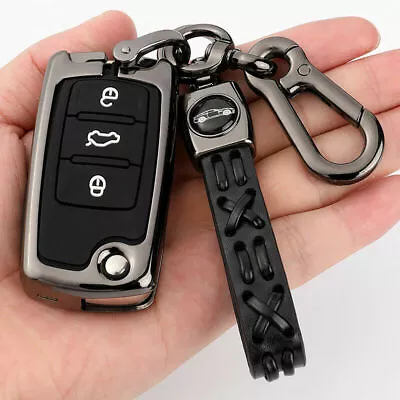 Car Flip Key Fob Case Zinc Alloy Cover For VW Golf Bora Jetta Tiguan Polo Skoda • $18.59