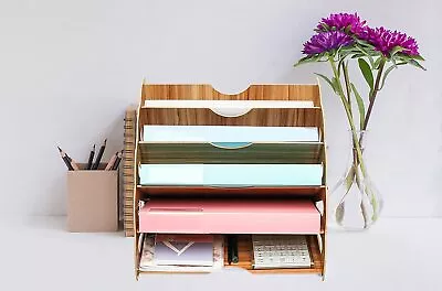 Exerz Desk Tidy Multi Functional Organizer File A4 Paper Folder Tray Holder Rack • £14.99