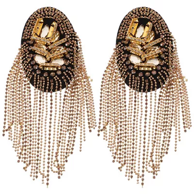 Tassel Chain Epaulet Rhinestone Tassel Epaulets Shoulder Brooch Boards Badge • $12.25