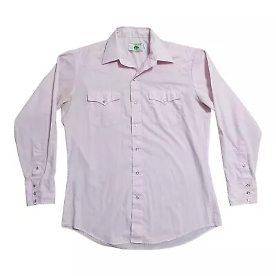 Vtg Mesquite Western Pearl Snap Pink Short Sleeve Shirt Mens Size 16 1/2 - 35 • $19.99