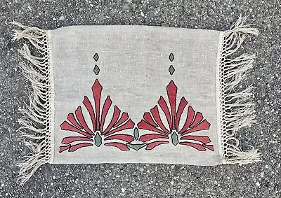 $125 • Buy Antique Arts & Crafts Hand Embroidered Linen Pillowcase Handmade