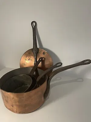 Set Of Copper Pans - Villedieu - Antique • $234