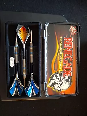 Vintage Renegade Tungsten Steel Tip Darts By Dart World Blue Silver With Case • $35