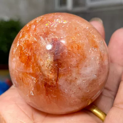 230g Rainbow Red Hematoid Quartz Crystal Sphere Phantom MULTI-INCLUSIONS Healing • $65