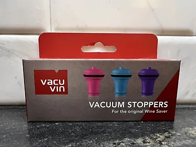 Vacu Vin Wine Saver Vacuum Stoppers For Wine Bottles Set Of 3BluePurple Pink • $7.99