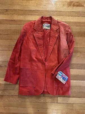 Madame Web Cosplay Vintage Atlantic Beach Leather Works Womens Red Jacket Sz 16 • $149.99