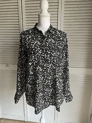 J Crew 100% Silk Floral Print Button Up Shirt Blouse Size 10 • $24