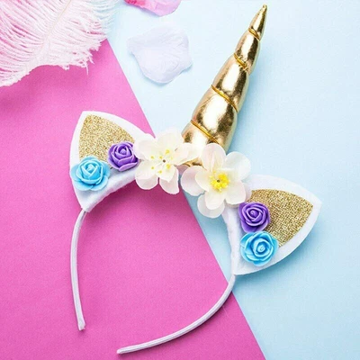 $9.49 • Buy Girl Unicorn Headband Cat Ear Band Sequins Horn Xmas Party Gifts Christmas