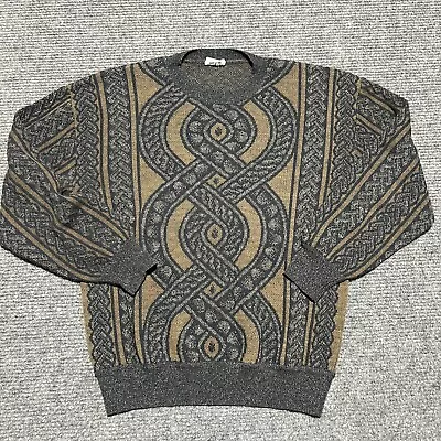 Vintage Missoni Sweater Mens Size 52 Blue Brown Crew Neck Wool Blend Pullover • $79.10