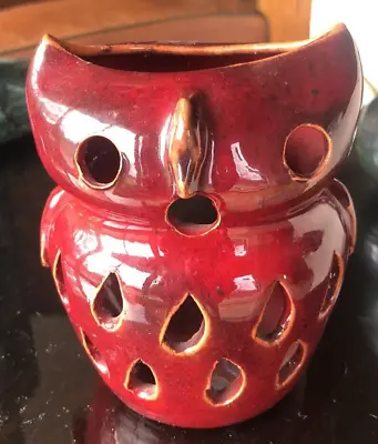 Vintage Redware Cole Pottery Owl Lantern Lamp Halloween NC • $55