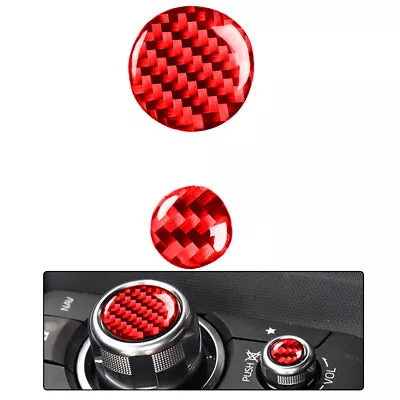 Car Carbon Fiber Multimedia Buttons Trim Sticker For Mazda Mx-5 Miata 2PC • $42.89