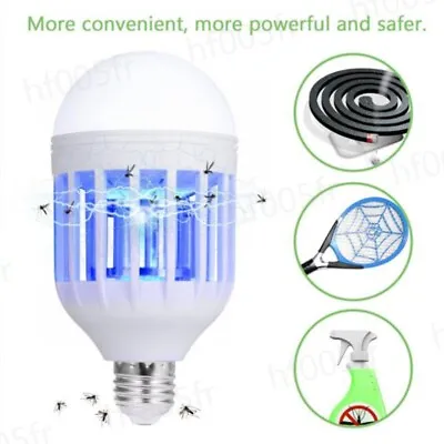 LED 220V Mosquito Killer Light Bulb E27 Electric Anti Repellent Bug Fly Zapper • £4.79