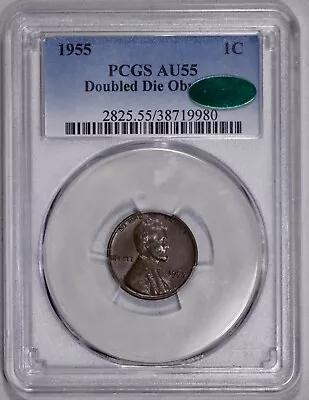 1955 Lincoln Double Die Obverse PCGS AU 55 DDO CAC Approved • $2750